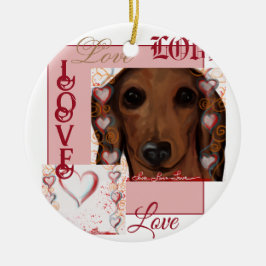Ornamento De Cerâmica Dachshund Vermelho