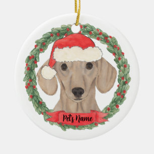 Ornamento De Cerâmica Dachshund Vermelho Personalizado