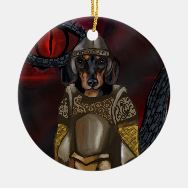 Ornamento De Cerâmica Dacshund        (Frente)