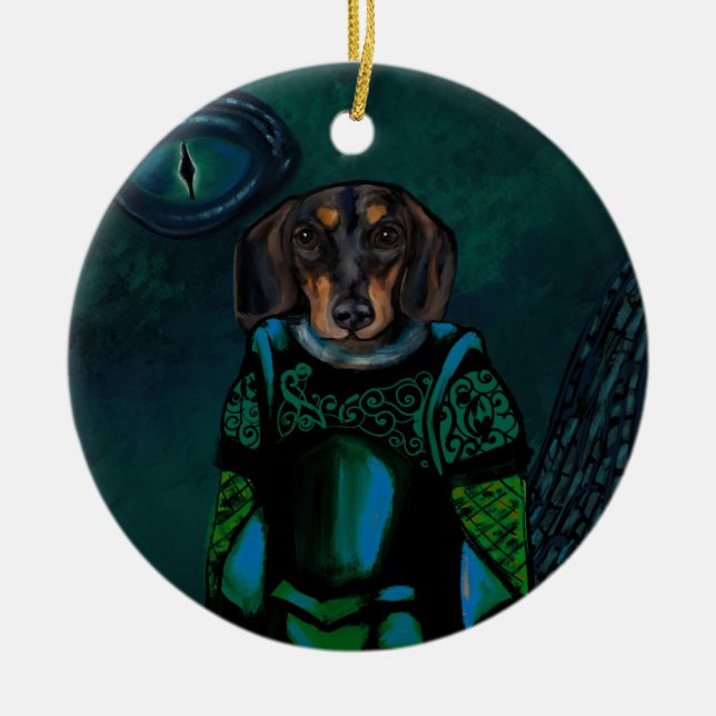 Ornamento De Cerâmica Dacshund         (Frente)