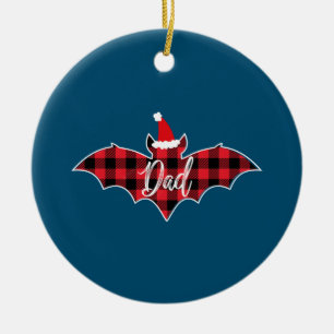 Ornamento De Cerâmica Dad Bat Christmas Papa Pajama Red Plaid Buffalo