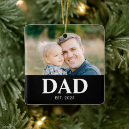 Ornamento De Cerâmica Dad Established Photo Fathers Christmas