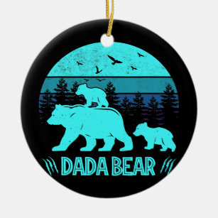 Ornamento De Cerâmica Dada Bear 2 Cubs Pai de Combinação Familiar Gêmea