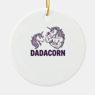 Ornamento De Cerâmica Dadacorn Funny Unicorn Dad Vector Shirt Design_1