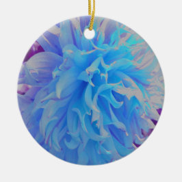 Ornamento De Cerâmica Dahlia Flor Decorativa Azul Elegante
