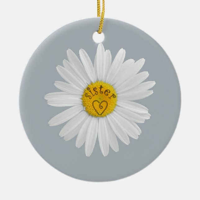 Ornamento De Cerâmica Daisy Flower For Sister Art Customize Background (Frente)