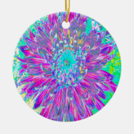 Ornamento De Cerâmica Dália Azul-Roxo e Ovo de Robin
