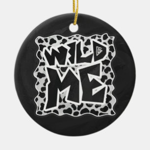 Ornamento De Cerâmica Dalmácia Black and White com Wild Me