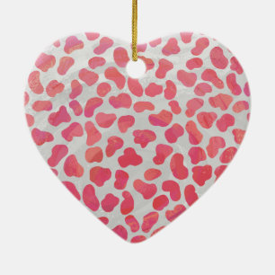 Ornamento De Cerâmica Dalmata em Estampa Rosa e Branco