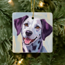 Ornamento De Cerâmica Dálmata | Pintura em Aquarela de Cachorro Pet