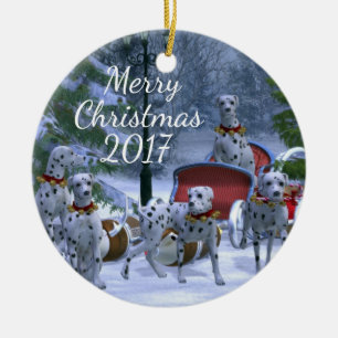 Ornamento De Cerâmica Dalmatians personalizados do Natal