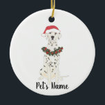 Ornamento De Cerâmica Dalmático personalizado<br><div class="desc">Faça uma lista agradável este ano com um ornamento personalizado do seu elfo dalmata favorito! Para os presentes mais doces,  emparelhe-o com um impressão de arte correspondente ou outro item da minha coleção!</div>