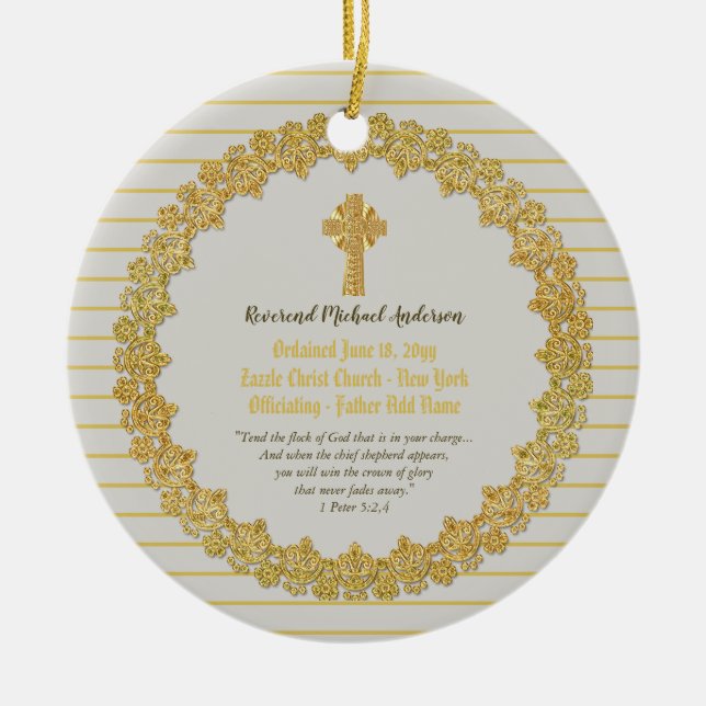 Ornamento De Cerâmica Dama de ORDENAÇÃO comemorativa Pastor Deacon (Frente)