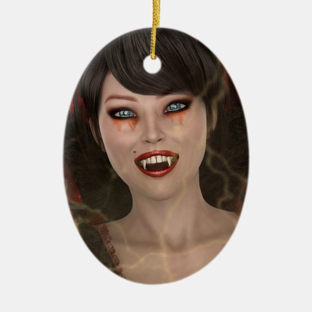 Ornamento De Cerâmica Dama Vampira (Frente)