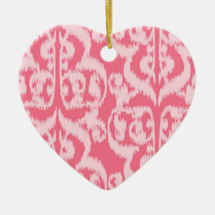 Ornamento De Cerâmica Damasco do Moorish de Ikat - máscaras do rosa