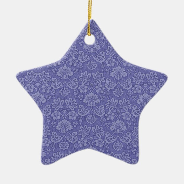 Ornamento De Cerâmica Damasco em azul (Frente)