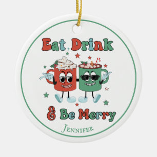 Ornamento De Cerâmica Dança de Cartoons Verdes Retro