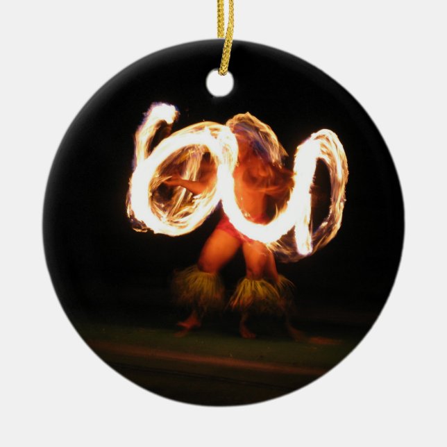 Ornamento De Cerâmica Dança havaiana do fogo (Frente)