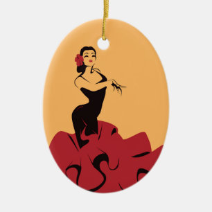 Ornamento De Cerâmica dançarina de flamenco numa pose espetacular