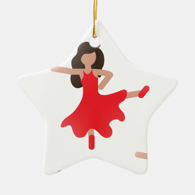Ornamento De Cerâmica dançarina emoji (Frente)