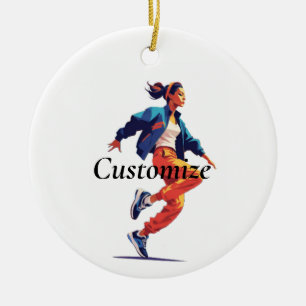 Ornamento De Cerâmica Dançarina Feminina Hip Hop Thunder_Cove