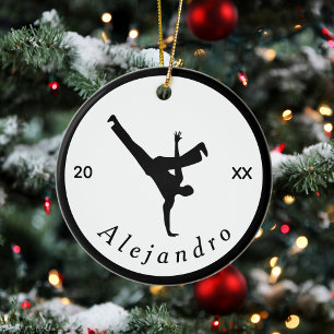 Ornamento De Cerâmica Dançarino de Dança de Quebra de Nome Preto e Bra
