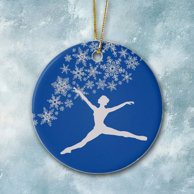 Ornamento De Cerâmica Dançarino Floco de Neve Azul Personalizado Natal (Criador carregado)