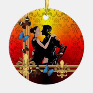 Ornamento De Cerâmica Dançarinos românticos do tango em damask