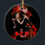 Ornamento De Cerâmica Dançarinos românticos do tango no fractal vermelho<br><div class="desc">A colagem de Digitas de uma pintura original por Kevin Sean O'Connell,  personaliza este design adicionando seu nome,  monograma ou texto ou visita a LOJA de LEATHER_AND_LACE para produtos de harmonização e milhares de ideias do presente</div>
