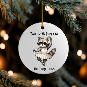 Ornamento De Cerâmica Dance Raccoon Personalizado, presente de Balé
