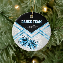 Ornamento De Cerâmica Dance Team Black, White e Baby Blue Glitt