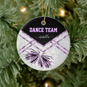 Ornamento De Cerâmica Dance Team Black, White e Purple Glitter