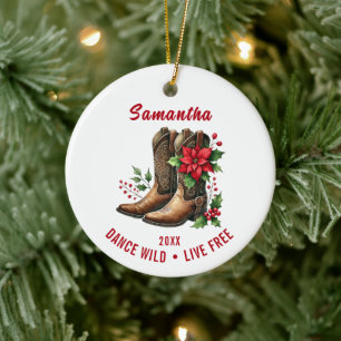 Ornamento De Cerâmica Dance Wild Live Free Holiday Ornament