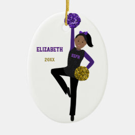 Ornamento De Cerâmica DanceLine Girl in Black, Purple e Dourado