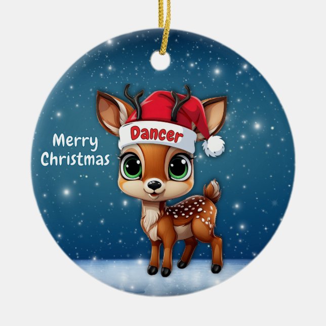 Ornamento De Cerâmica Dancer Baby Deer, Fawn, Doe, Reindeer🦌 🎄 (Frente)
