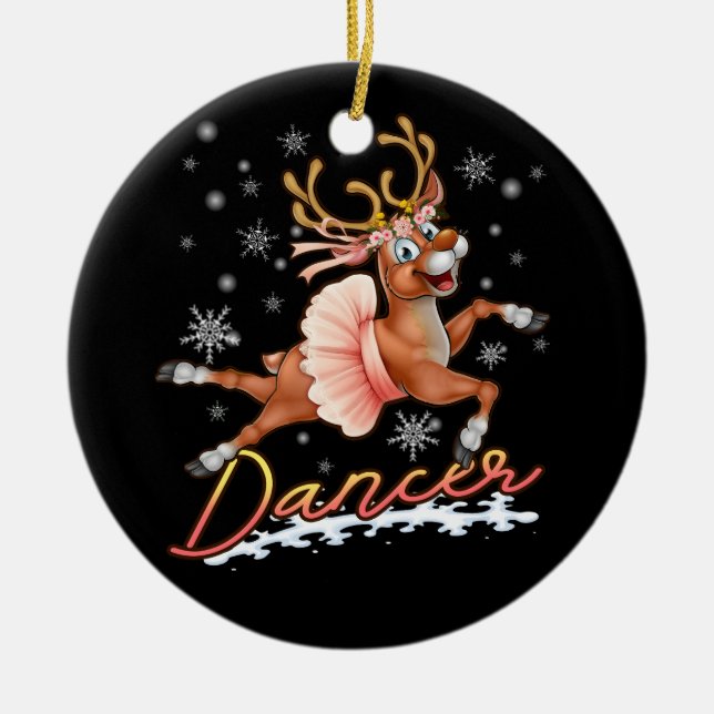 Ornamento De Cerâmica Dancer Merry Christmas Dancing Reindeer Deer Xmas (Frente)