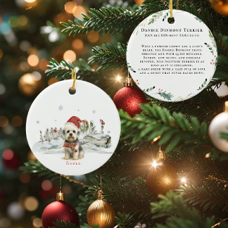 Ornamento De Cerâmica Dandie Dinmont Dog Watercolor Monogram