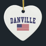 Ornamento De Cerâmica Danville CA EUA Flag<br><div class="desc">USA Flag Danville CA t shirts. Camisas incríveis de design,  T-Shirts,  Canecas de cerveja,  entre outros produtos. Incrível ideia de presente.</div>