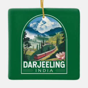 Ornamento De Cerâmica Darjeeling India Viagem Art Emblem