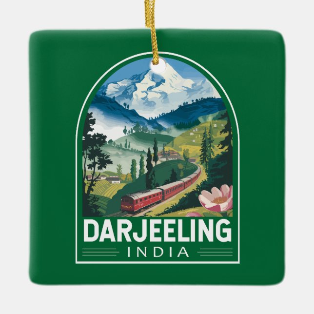 Ornamento De Cerâmica Darjeeling India Viagem Art Emblem (Frente)
