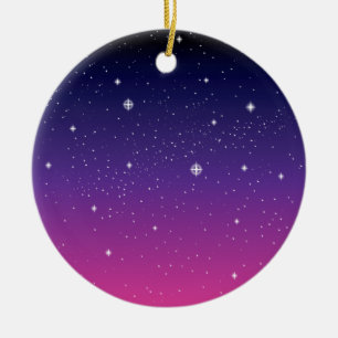 Ornamento De Cerâmica Dark Purple Starry Night Sky