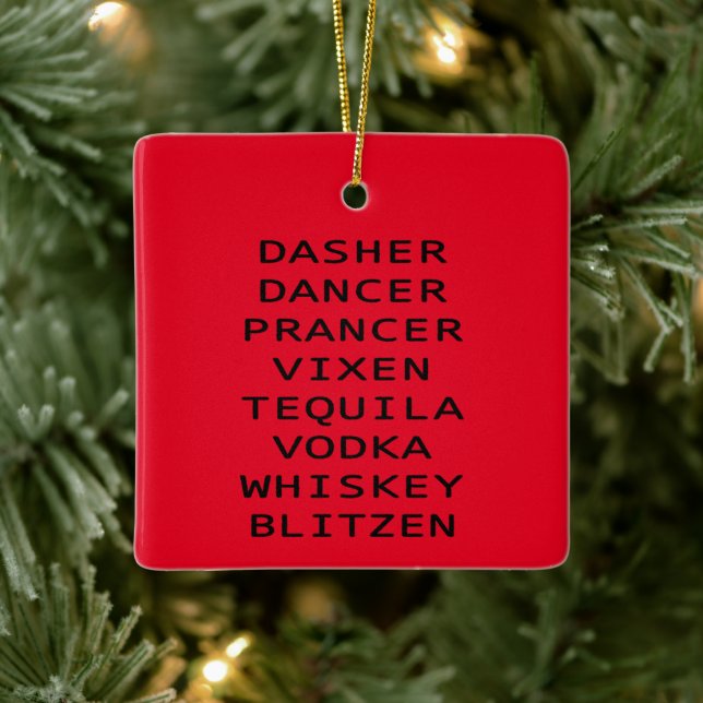 Ornamento De Cerâmica Dasher Dancer Vixen Vodka Tequila Whiskey Blitzen (Árvore)