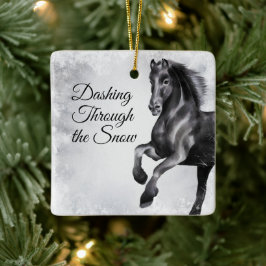 Ornamento De Cerâmica Dashing Through the Snow Beauful Horse Christmas