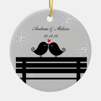 Ornamento De Cerâmica Data do casamento; Casou nosso primeiro Natal