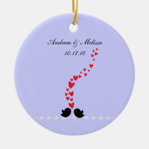 Ornamento De Cerâmica Data do casamento; Casou nosso primeiro Natal