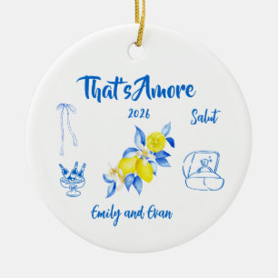 Ornamento De Cerâmica Data do Casamento Envolvido Isso é Amor Itália Pre