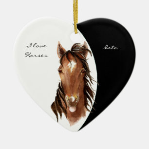 Ornamento De Cerâmica Data Personalizada Eu Amo Cavalos Cavalos Cavalo d
