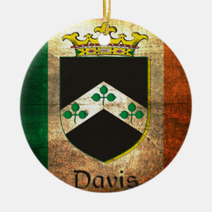 Ornamento De Cerâmica Davis Crest Irish Flag