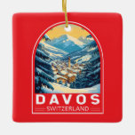 Ornamento De Cerâmica Davos Suiça Viagem de Art Emblem<br><div class="desc">Davos retro vetor viagem design. Davos é uma cidade nos Alpes suíços,  no cantão de Graubünden. É uma estação de esqui popular com um centro de conferências que abriga o Fórum Econômico Mundial anual.</div>