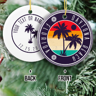 Ornamento De Cerâmica Daytona Beach Florida Retro Palm Tree Souvenir 60s